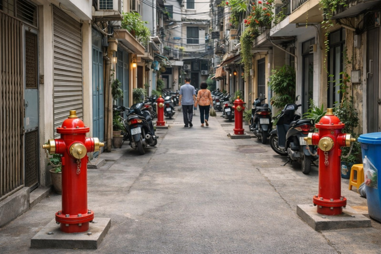 Lắp đặt trụ nước chữa cháy tại các ngõ trên địa bàn quận Hoàn Kiếm